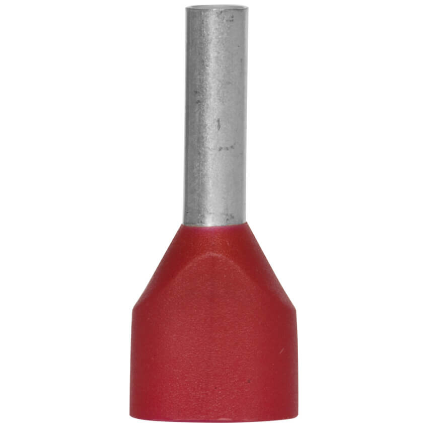Aderendhülse, Isoliert, für 2 Eingänge, 1,0², 15/8 mm, rot