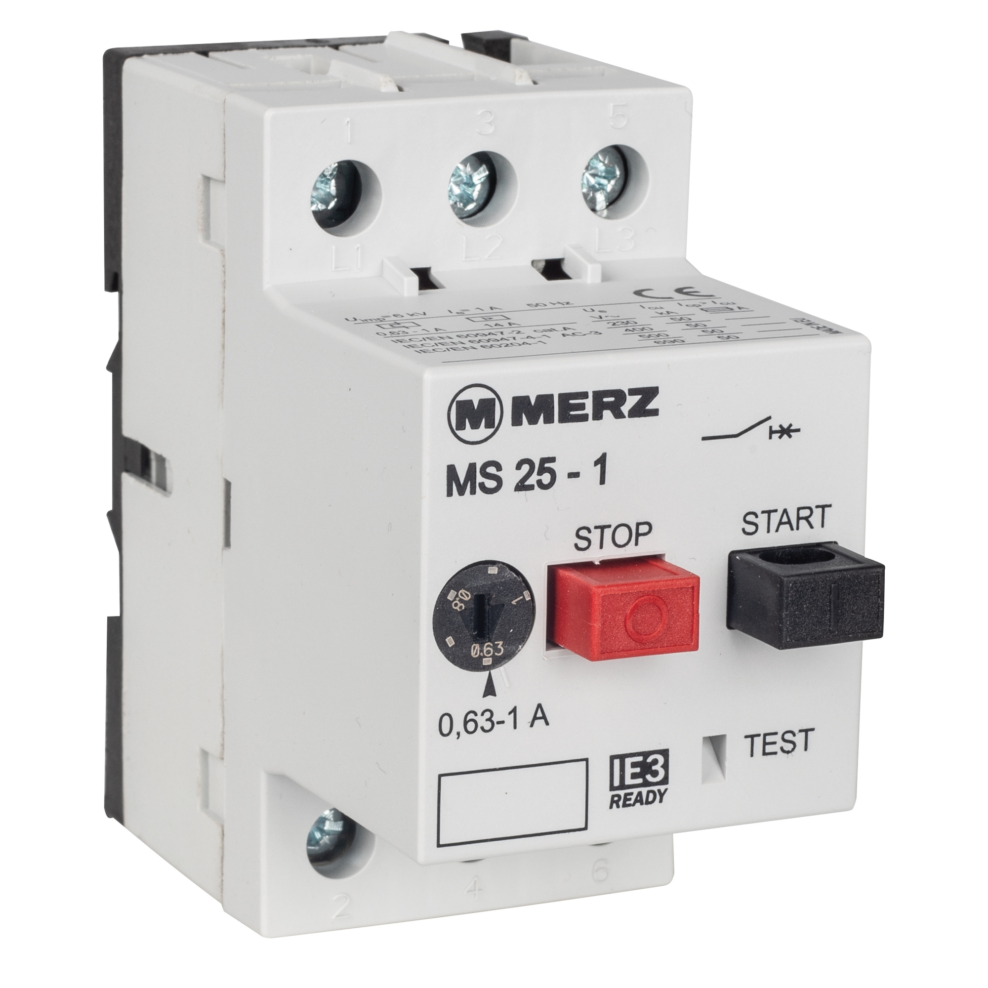 Motorschutzschalter, MS-25, 3-polig, 690V, AC-3, IE3-konform, 0,63-1,0A