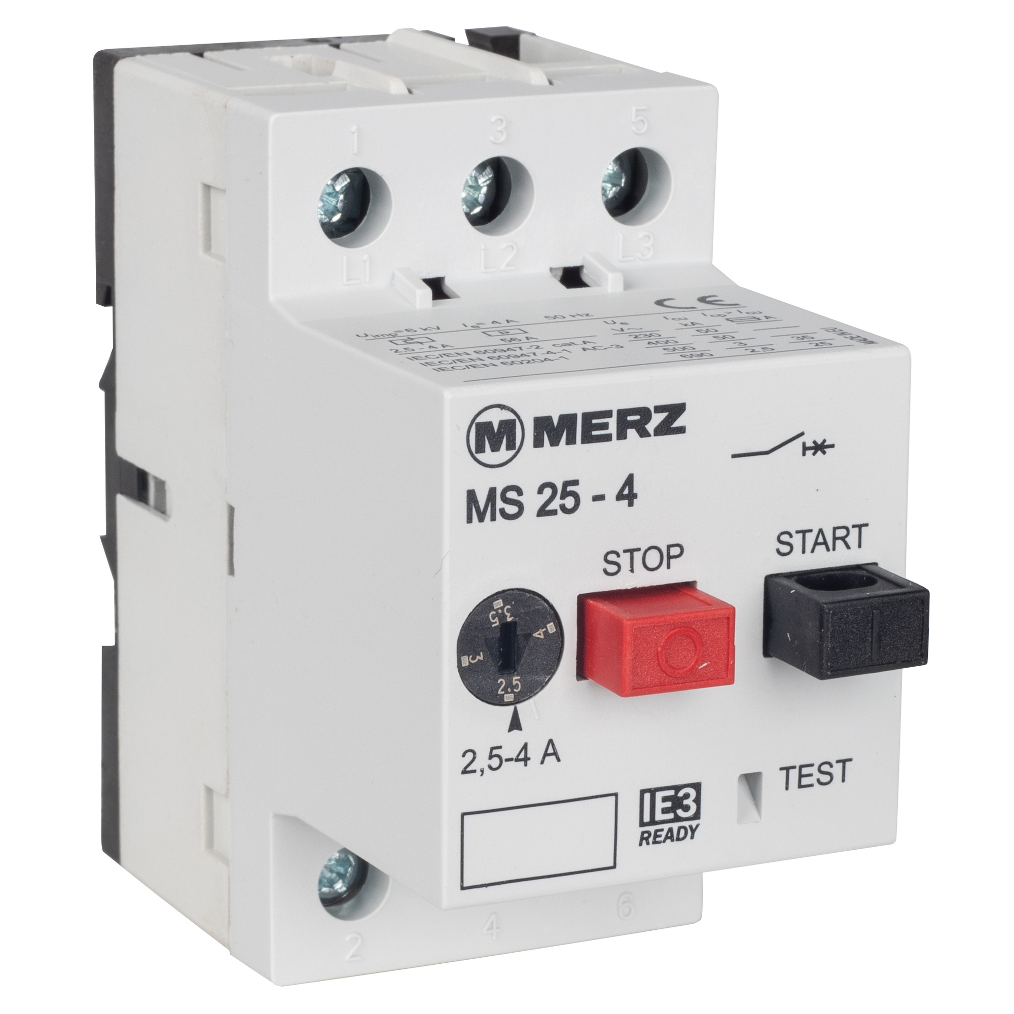 Motorschutzschalter, MS-25, 3-polig, 690V, AC-3, IE3-konform, 2,5-4,0A