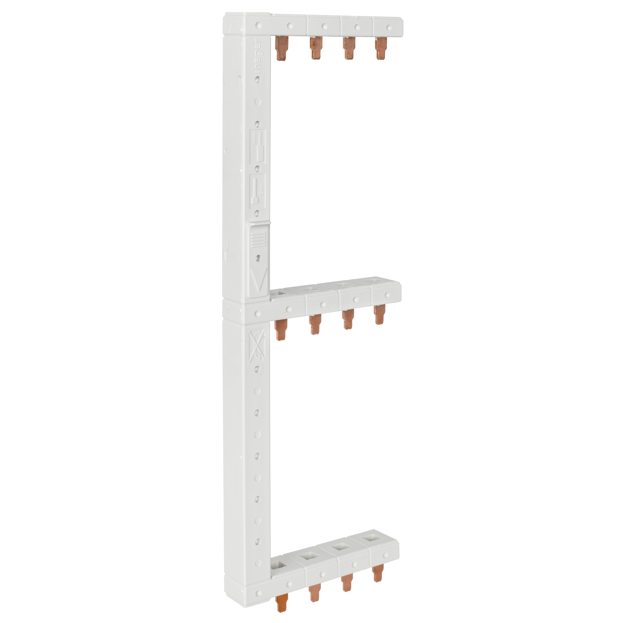 Phasenschiene, 10mm², 3-polig + N, für vertikale Installation, 3-reihig, 12 Module, H 271