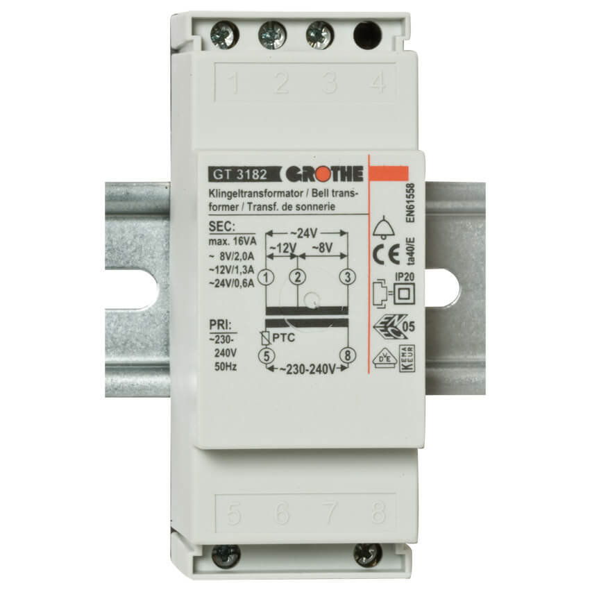 Klingeltrafo, GT3182, primär 230-240V, sekundär 8-12-24V