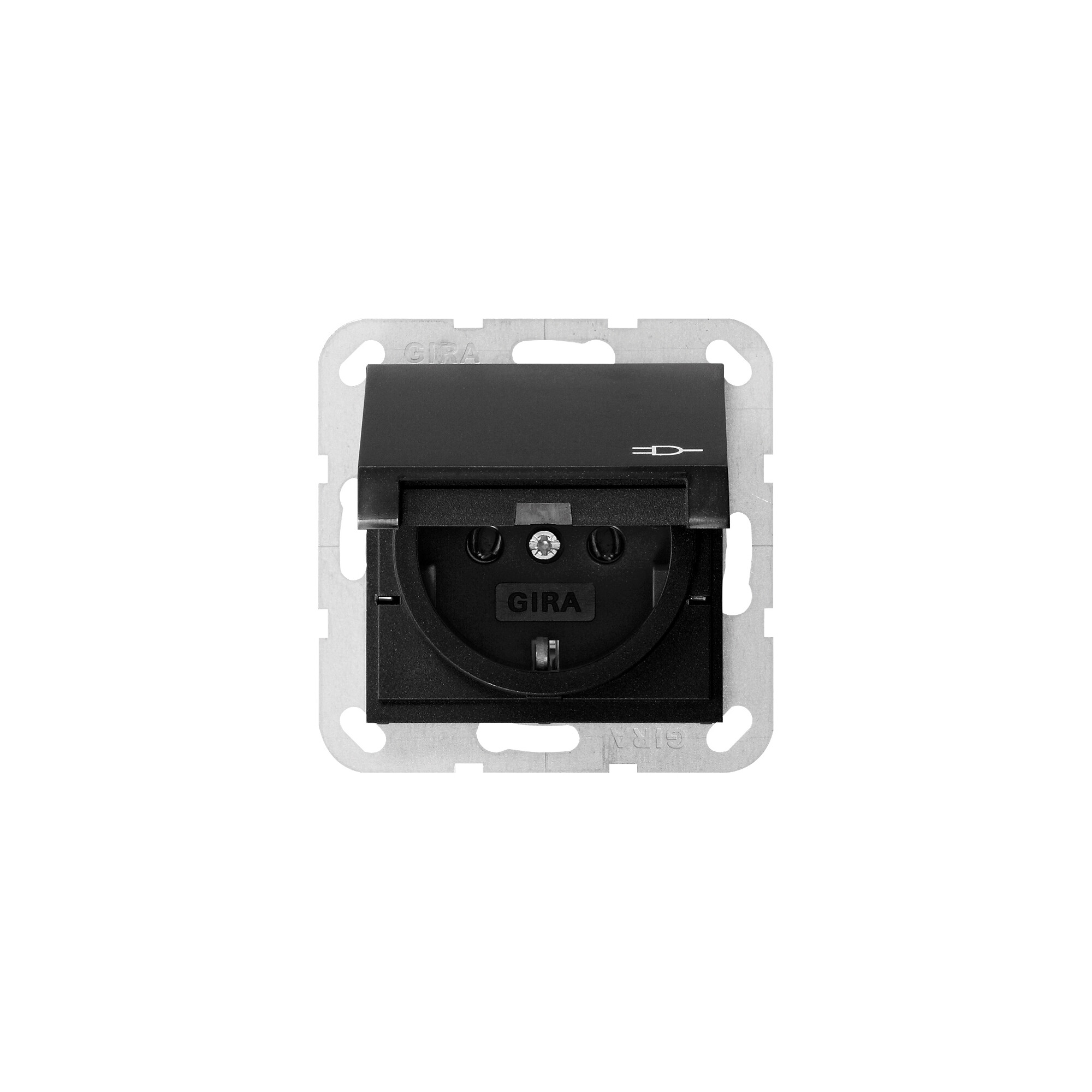 GIRA - Kombi-Steckdose, Standard 55, schwarz matt, mit Klappdeckel
