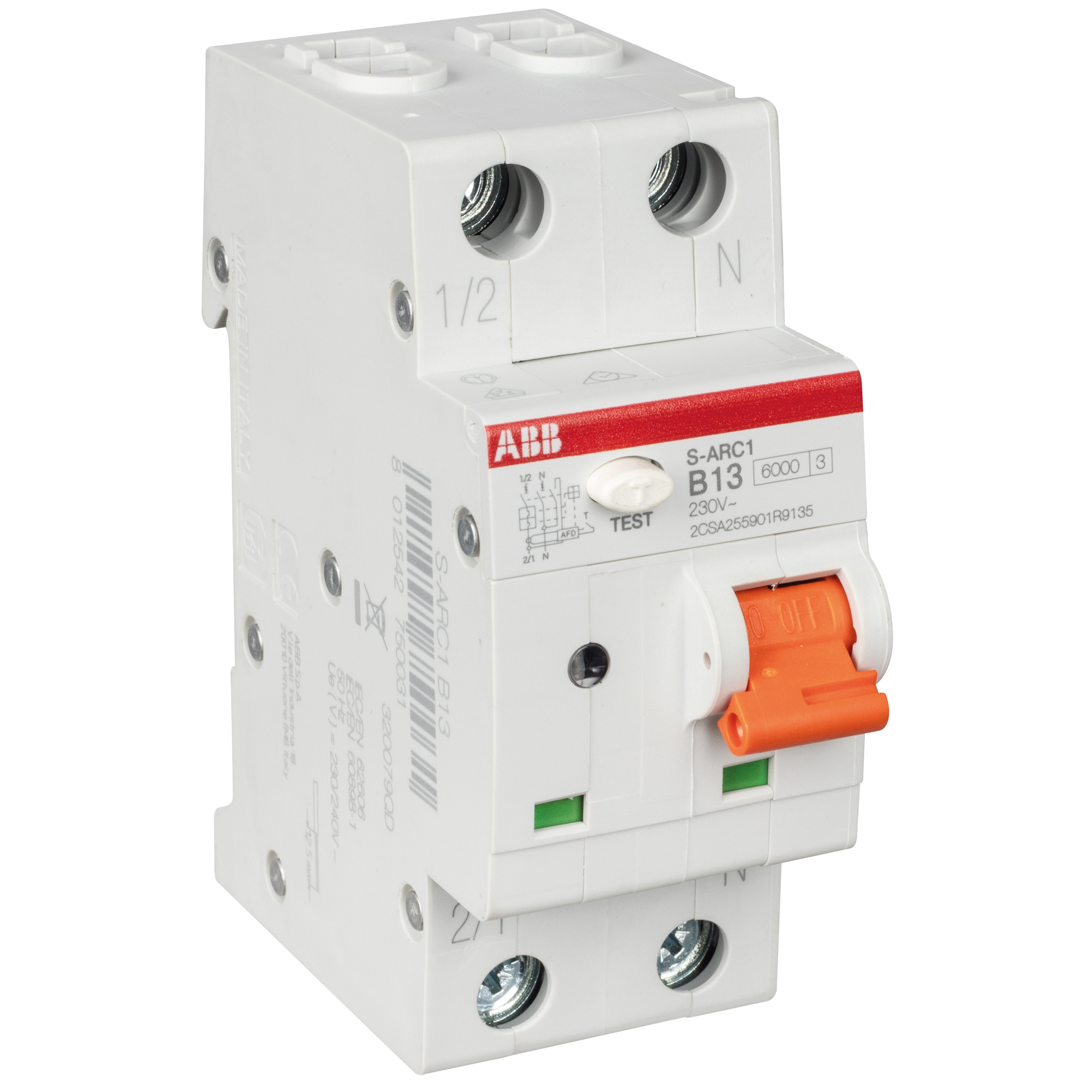 LS-Brandschutzschalter, S-ARC1, 1 polig + N, 2 TE, B13A