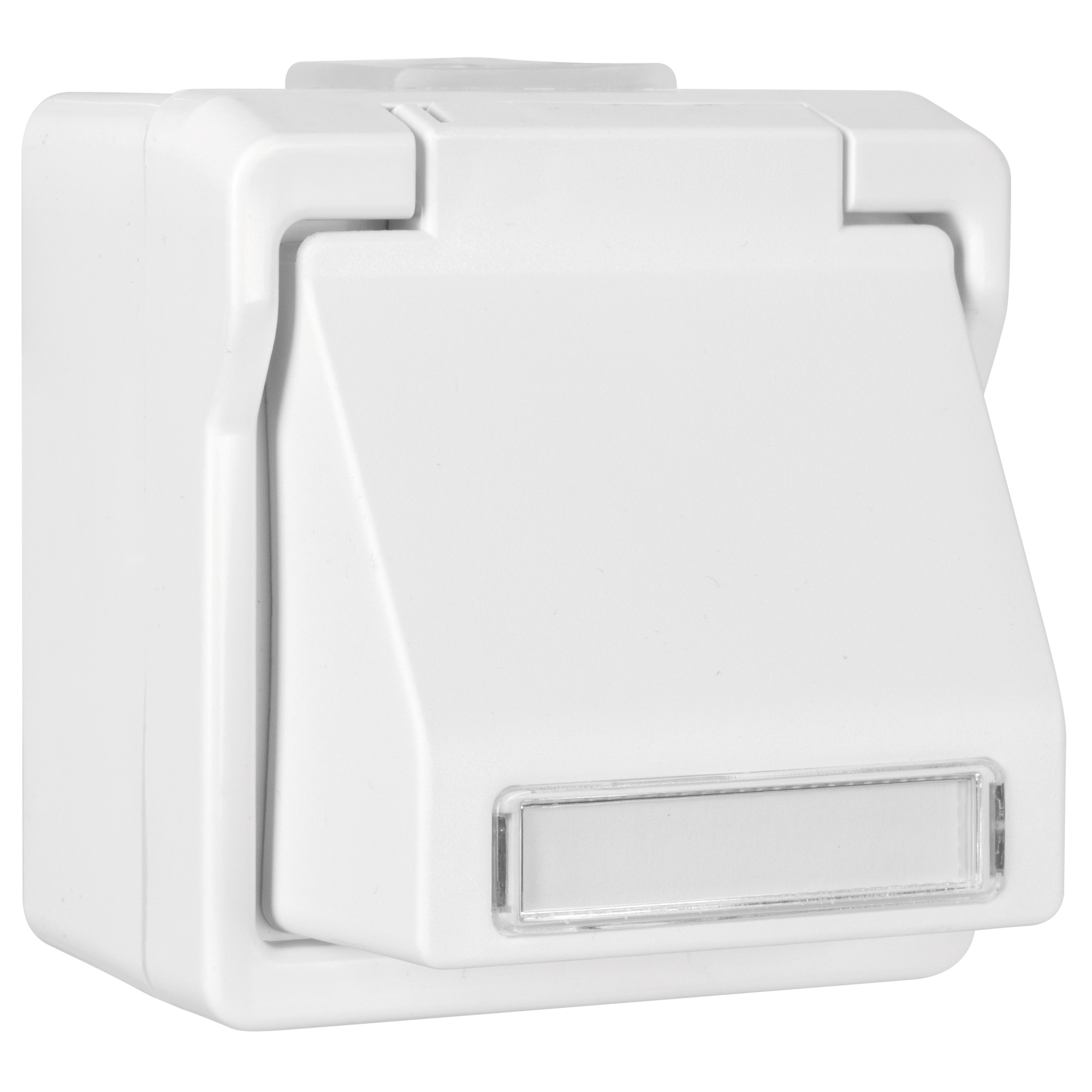 Datendose für 1+2 Universal-Module, mit Klappdeckel, AP/FR 9365, ultraweiß
