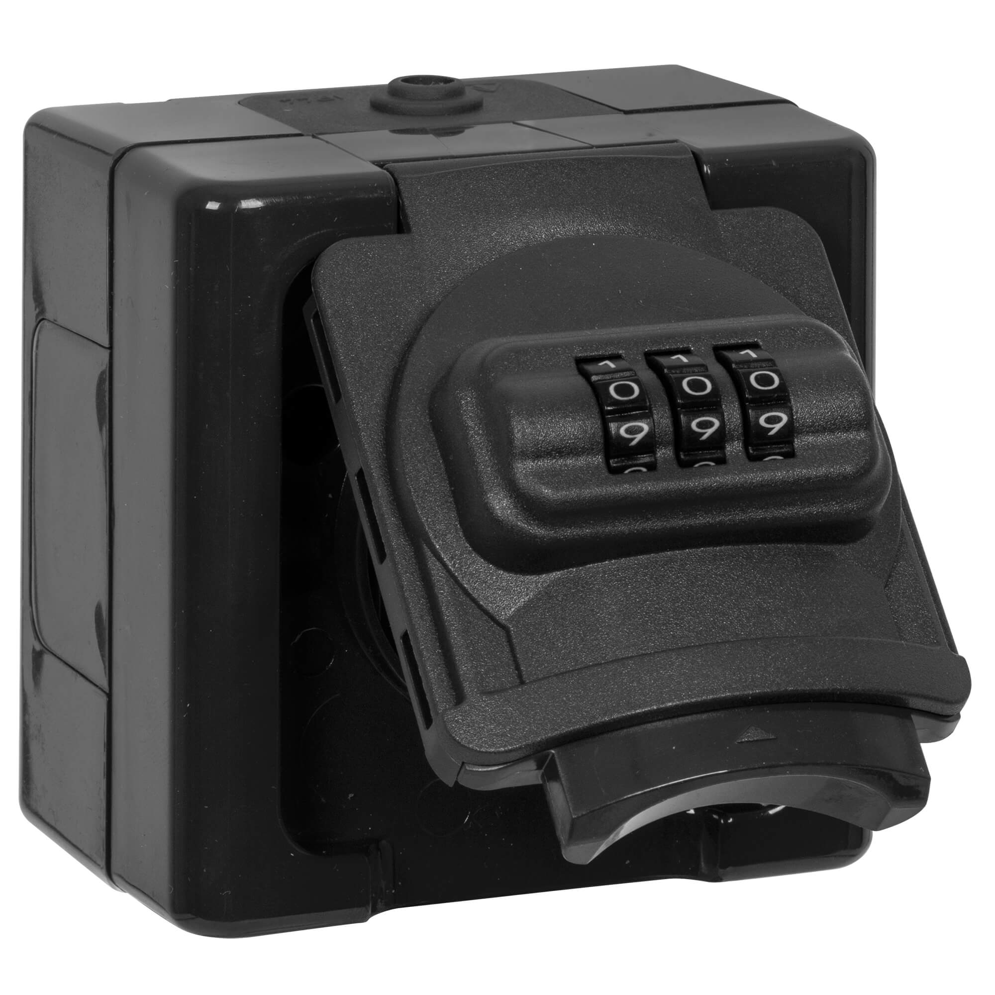 KOPP - AP/FR, BLUE ELECTRIC, anthrazit - Steckdose, 1-fach, mit Zahlenschloss