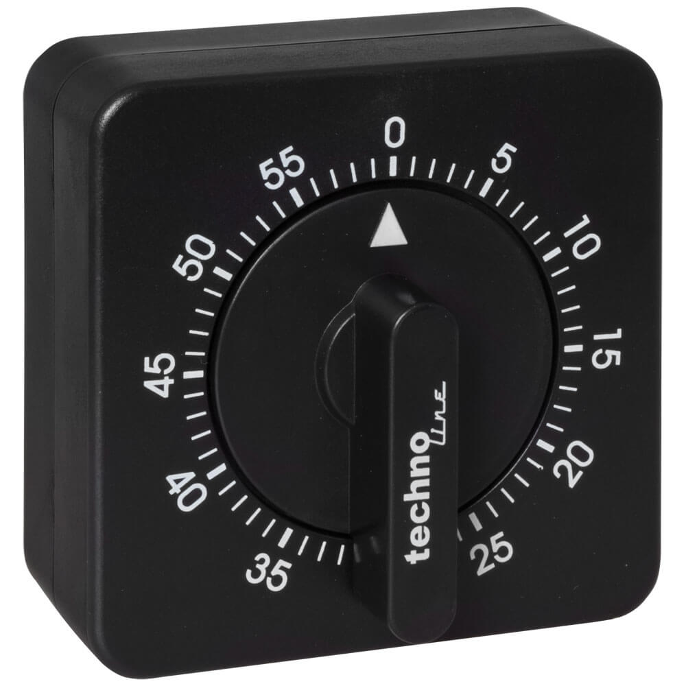Kurzzeitwecker, Metallglocke, 60 Minuten, schwarz