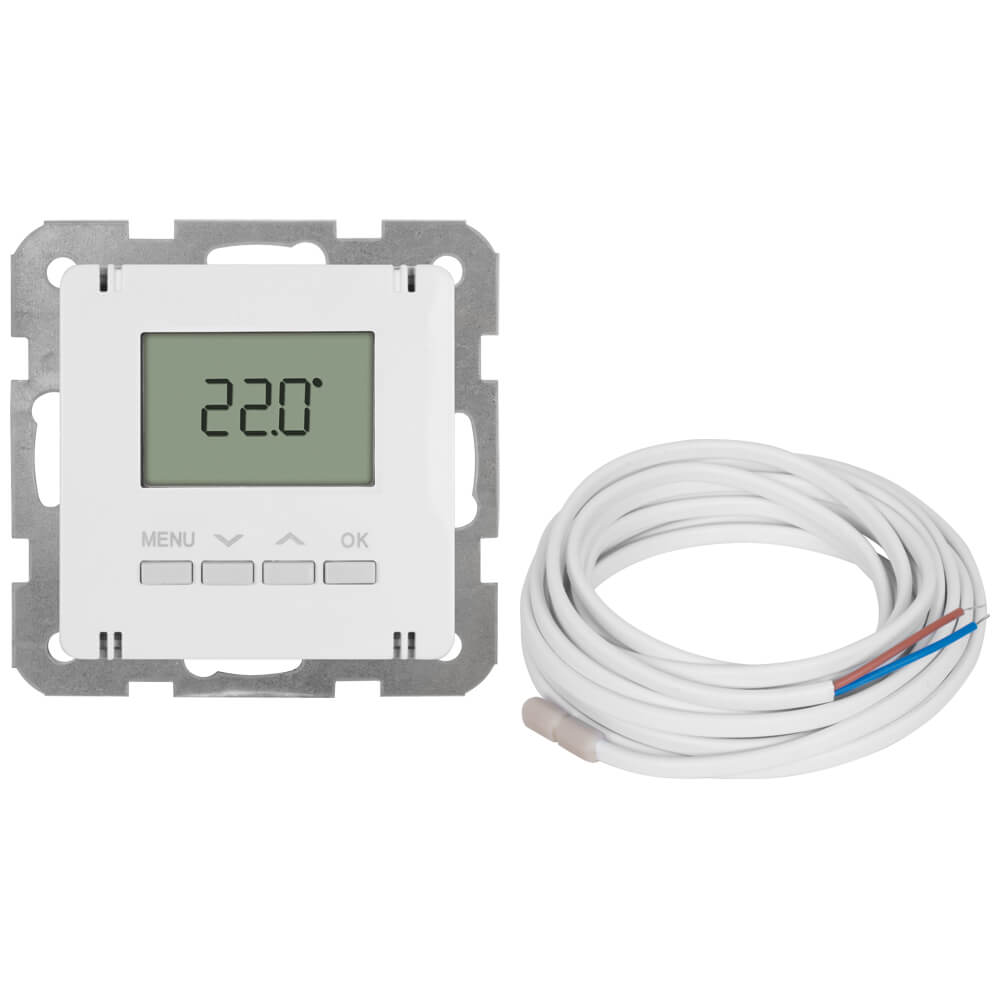Panasonic® - Kombi-Raumthermostat, elektronisch, Zentralplatte 55 x 55 mm, LCD-Display, reinweiß - m