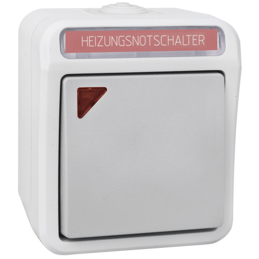 Heizungsnotschalter, AP/FR, PERANOVA, grau/hellgrau