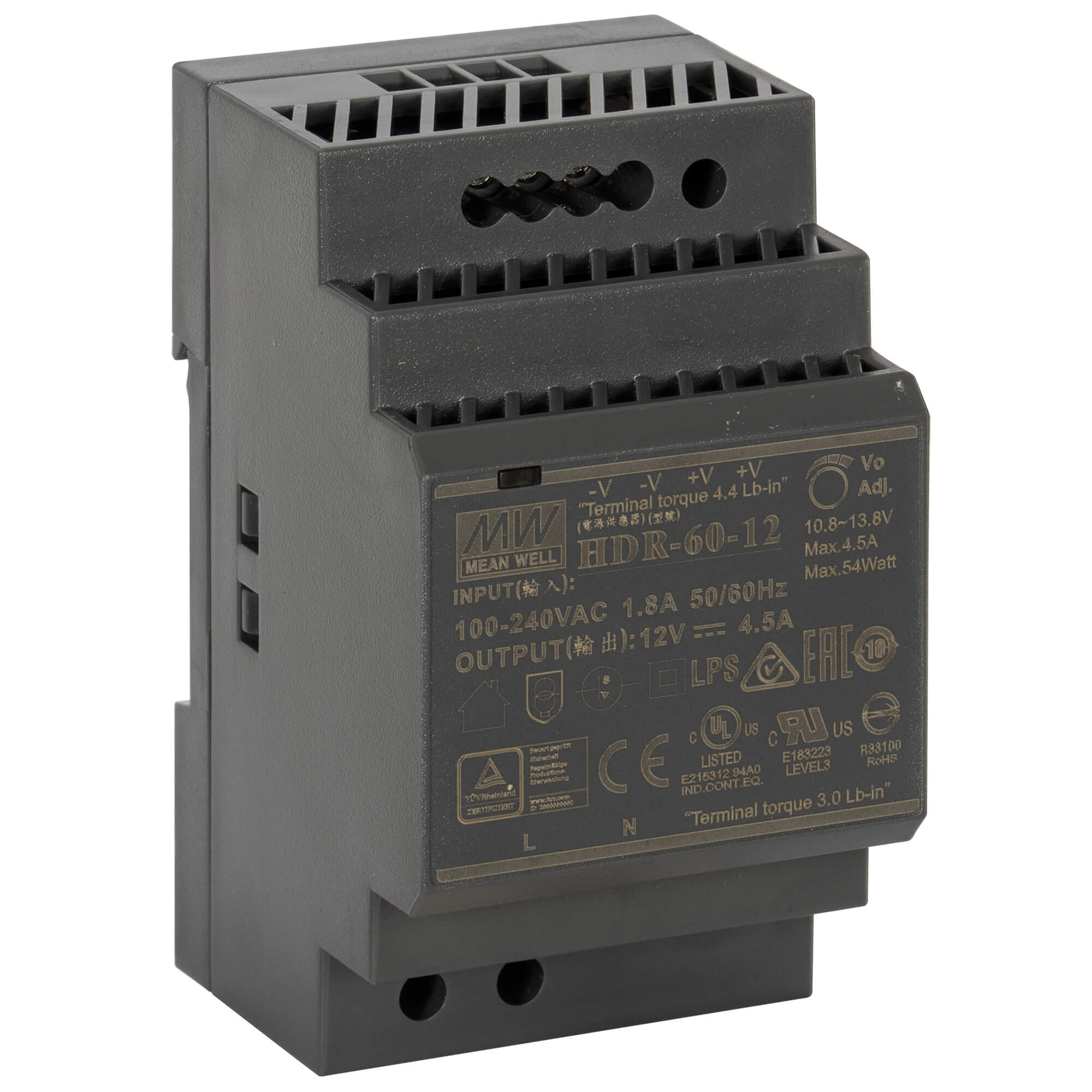 Reiheneinbau-Netzteil, HDR-60-12, 12V-DC