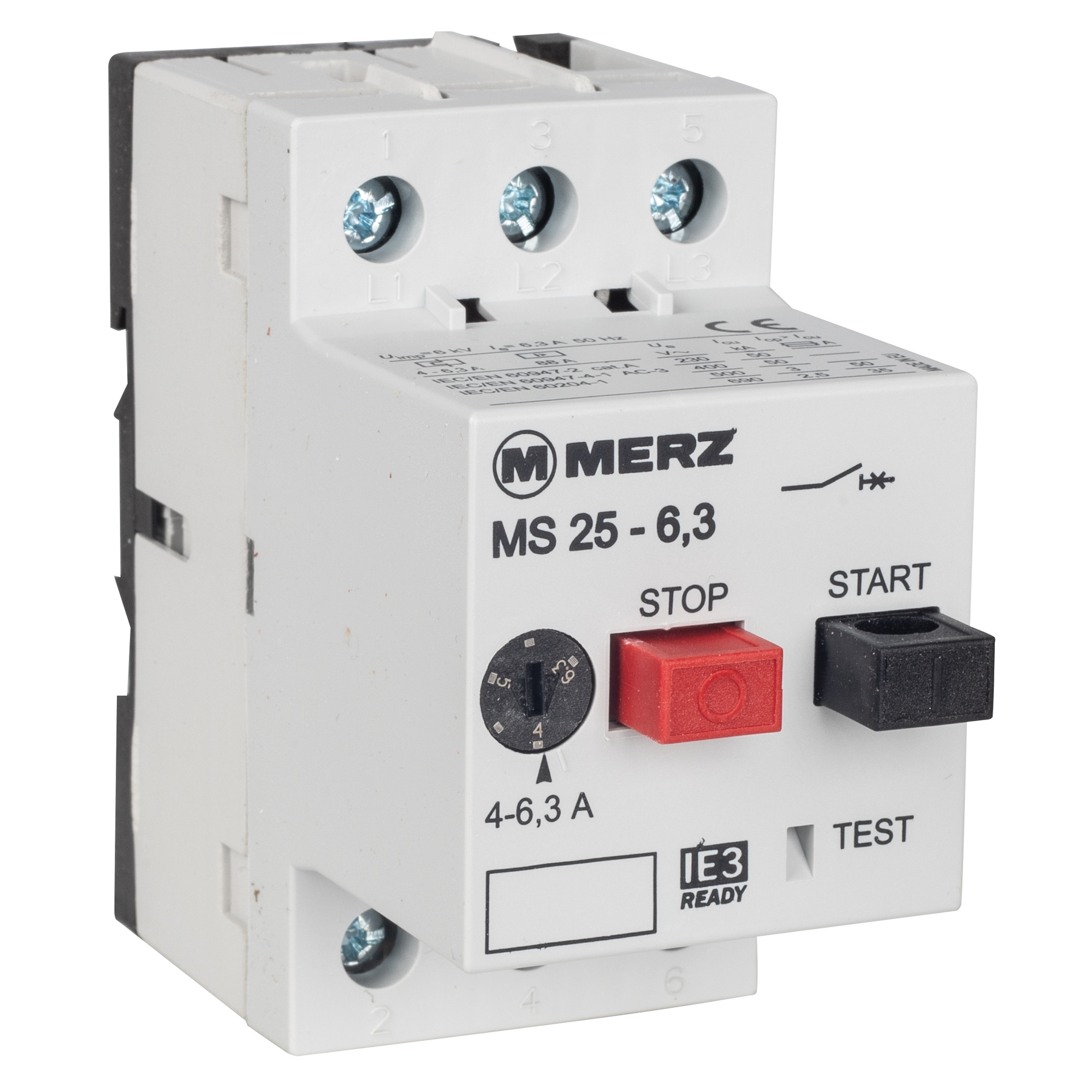 Motorschutzschalter, MS-25, 3-polig, 690V, AC-3, IE3-konform, 4,0-6,3A