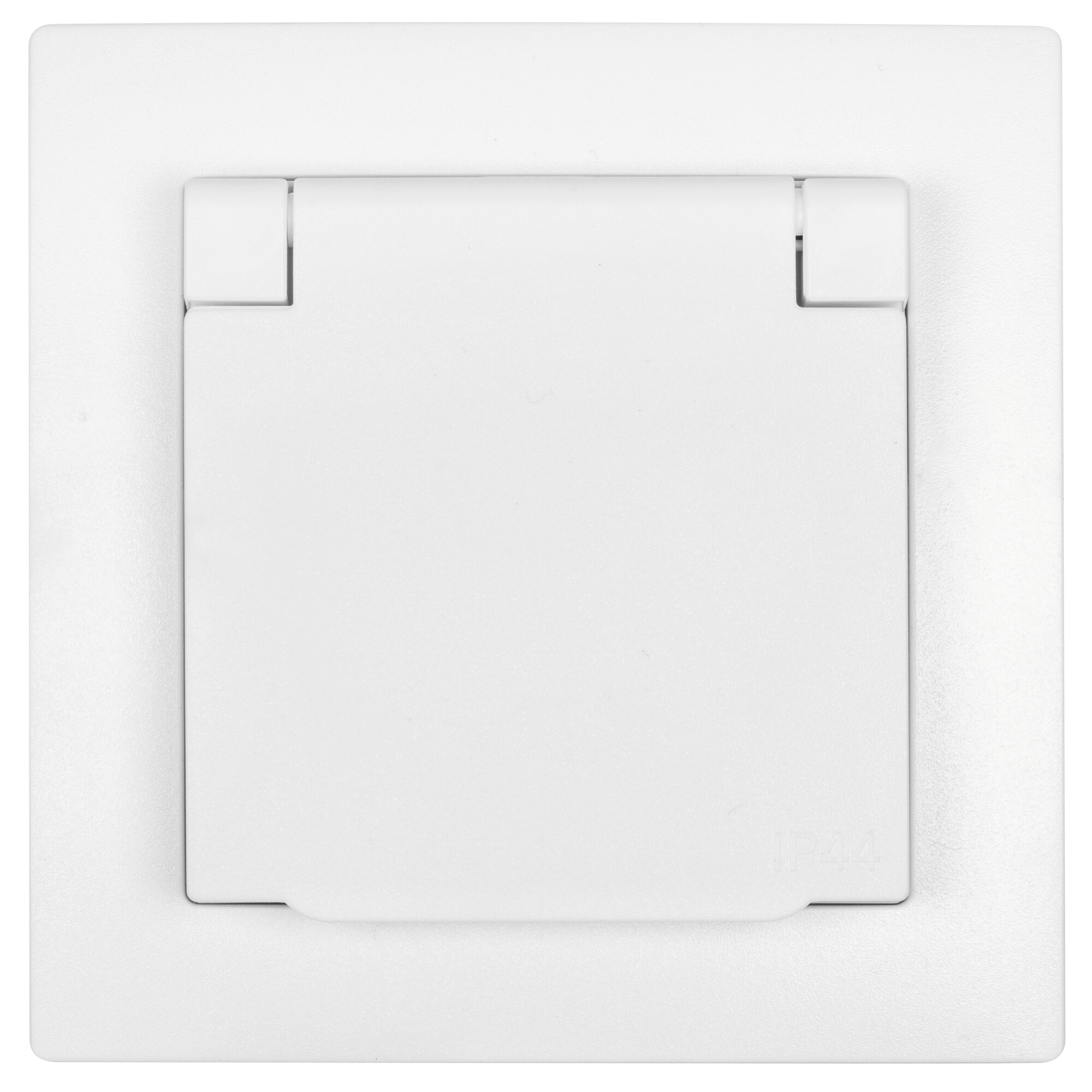 KLEIN - Kombi-Steckdose, mit Zentralplatte 55 x 55 mm, mit Klappdeckel, mit Abdeckrahmen, reinweiß
