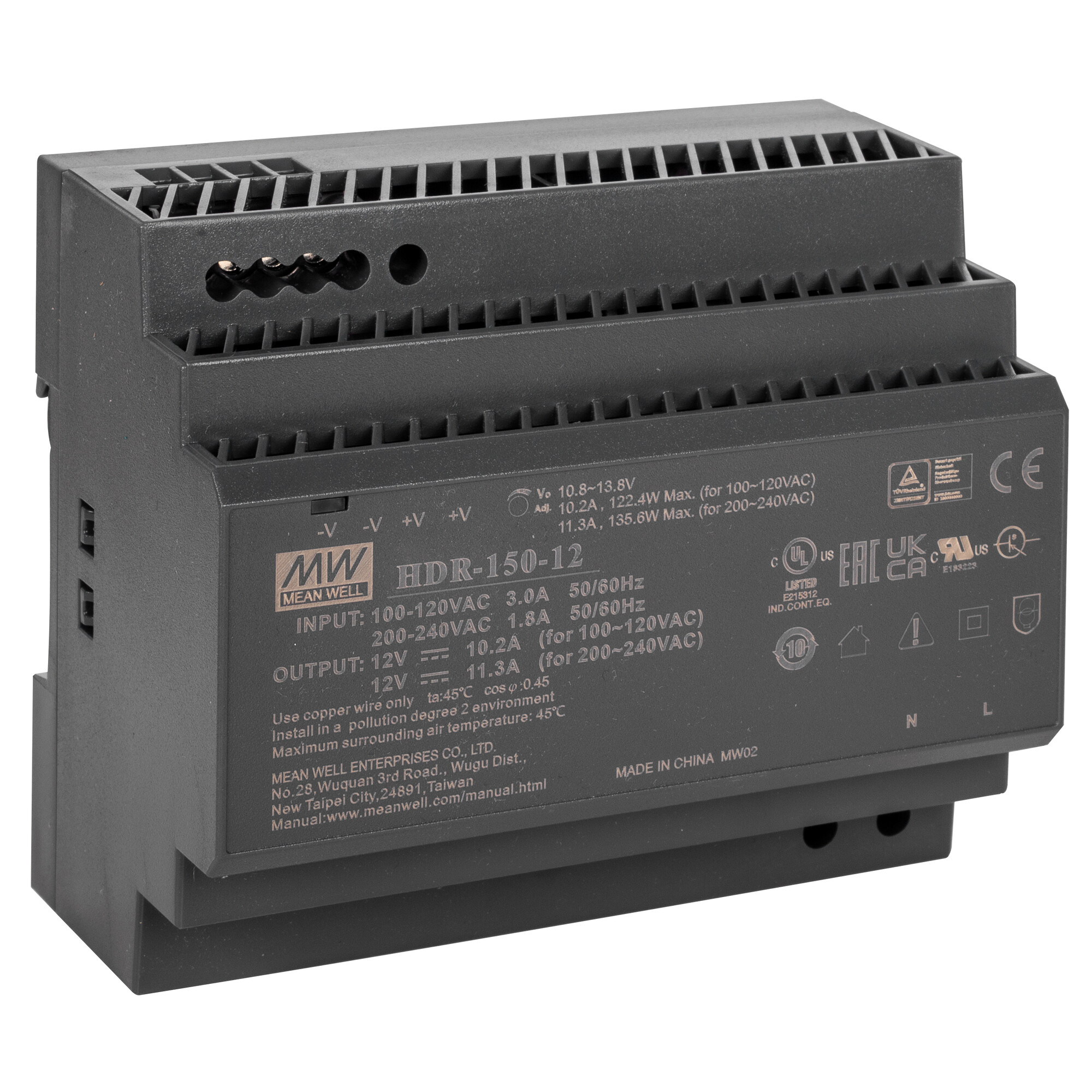 Reiheneinbau-Netzteil, HDR-150-12, 12V-DC