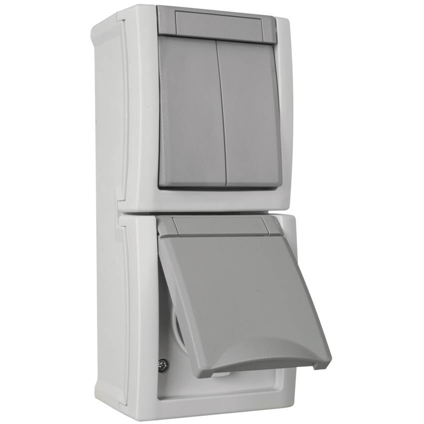 Panasonic® - AP/FR - PACIFIC - grau/dunkelgrau - Serien-Schalter/Steckdose, senkrecht