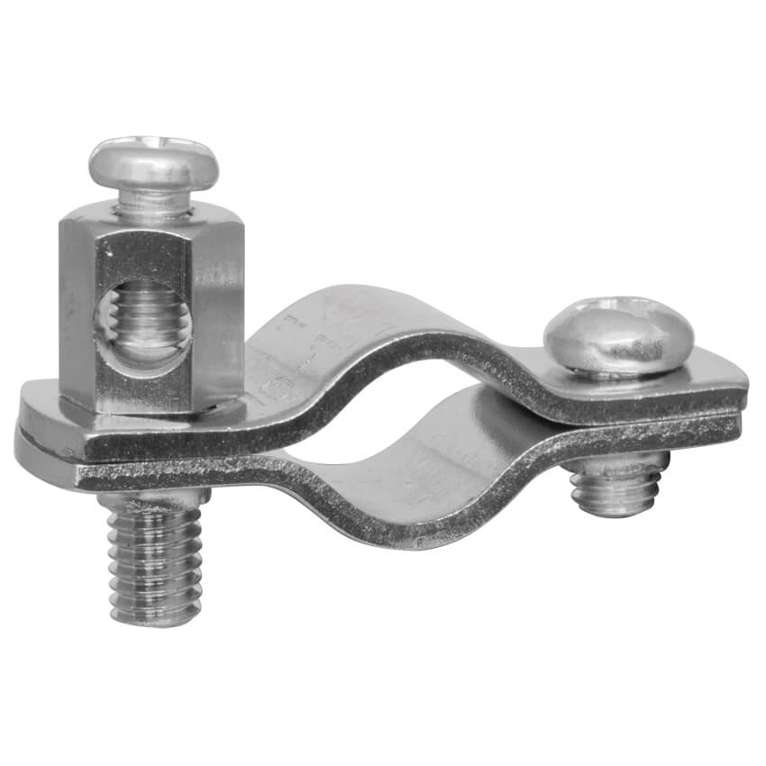 Erdungsrohrschelle,  Kupferband vernickelt,  für Kupferrohre-1/4 Zoll