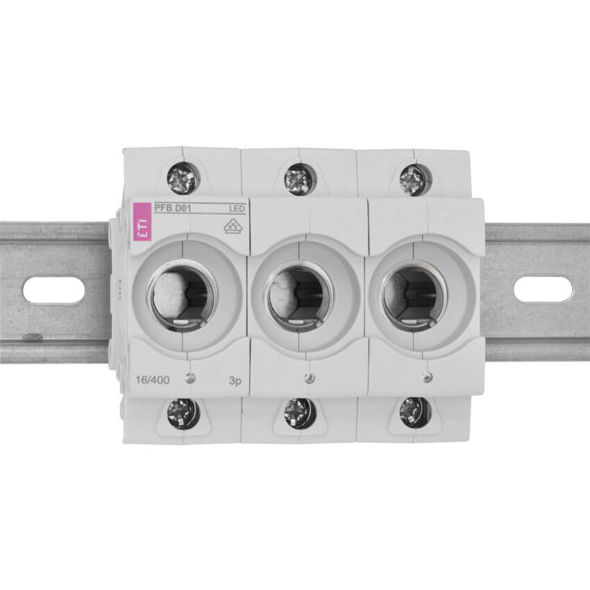 Einbausicherungssockel mit Kontroll-LED, 3-polig, D01/16A