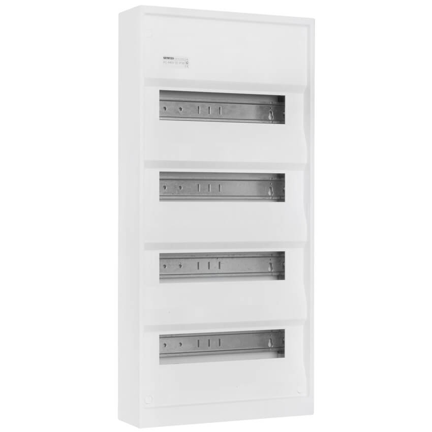 Aufputz-Kleinverteiler ohne Tür, weiß, 4-reihig für 48 Module