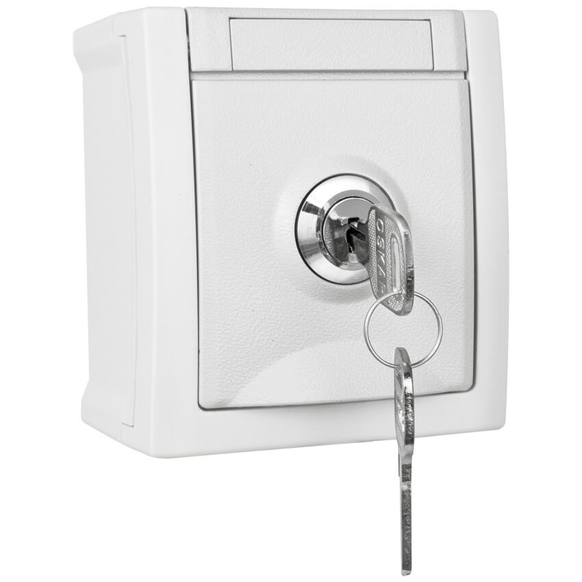 Panasonic® - AP/FR - PACIFIC - weiß -  Steckdose, 1-fach, abschließbar, Schließung 2