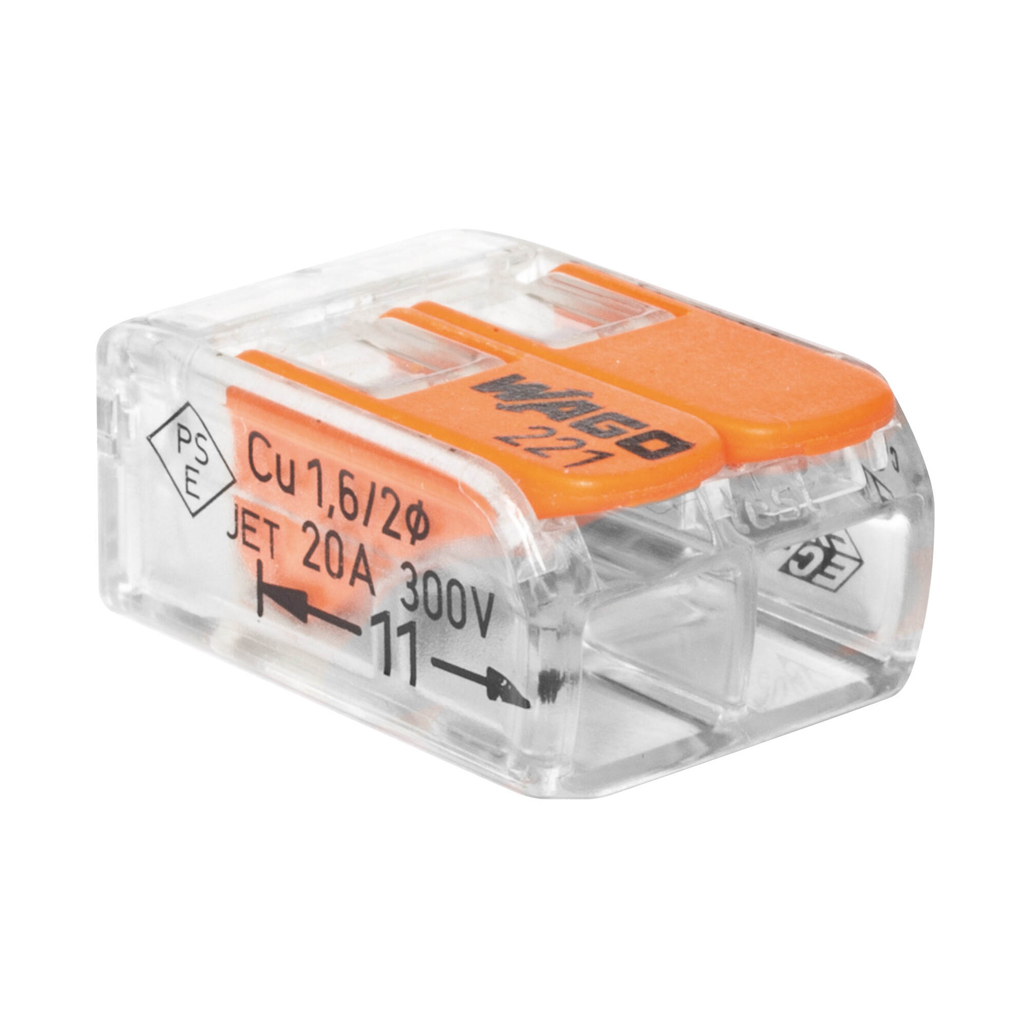 Verbindungsklemme, 221, 0,02 - 4 mm², transparent, 2-polig