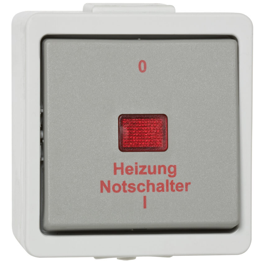 Heizungsnotschalter 2-polig, AP/FR 9365, grau