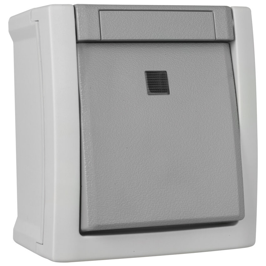 Panasonic® - AP/FR - PACIFIC - grau/dunkelgrau -Taster, Schließer, beleuchtet