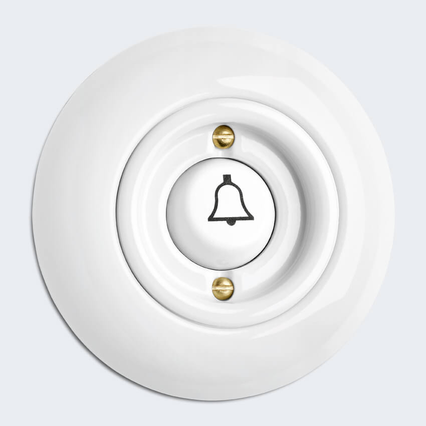 THPG Thomas Hoof - Kombi-UP-Einsatz, Porzellan weiß - Wipp-Taster, Symbol "Klingel"