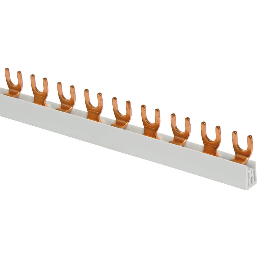 Gabel-Phasenschiene, 10 mm², 2-polig, L-Form, für 6 FI+FI/LS-Schalter