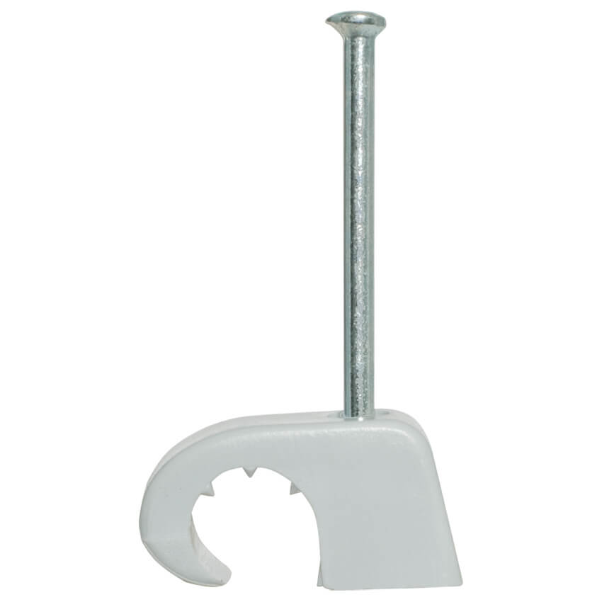 Haftclips mit Stahlnagel,  grau, halogenfrei, Polypropylen (PP)-7 - 11 mm