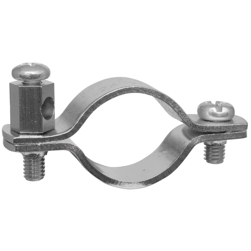 Erdungsrohrschelle,  Kupferband vernickelt,  für Kupferrohre-3/4 Zoll