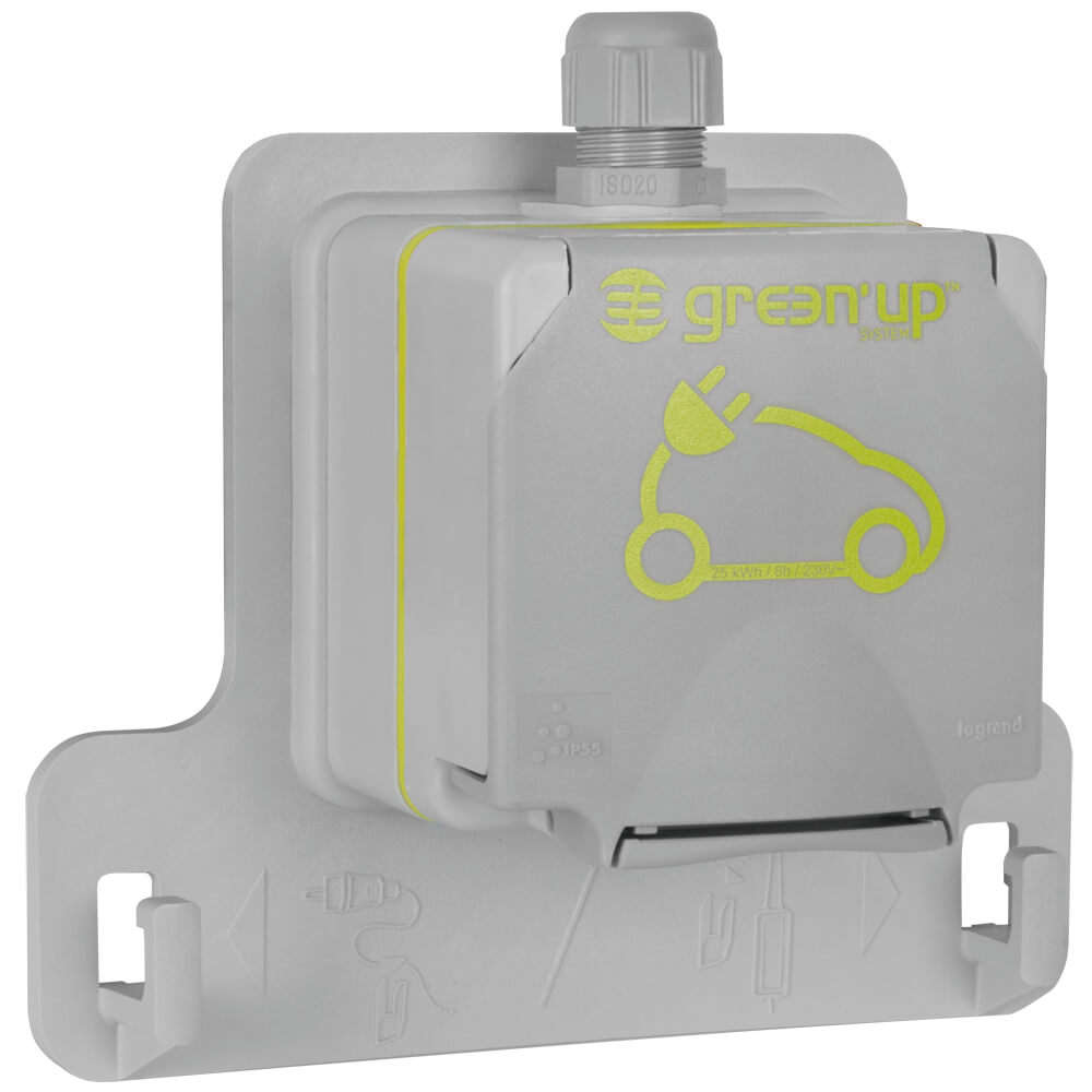 AP-Schutzkontaktsteckdose GREEN UP, 230V/16A, grau