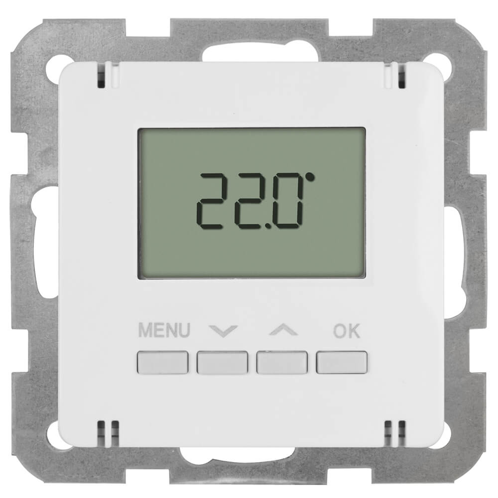 Panasonic® - Kombi-Raumthermostat, elektronisch, Zentralplatte 55 x 55 mm, LCD-Display, reinweiß