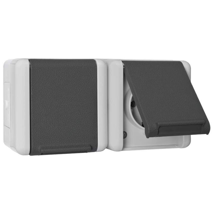 JUNG - AP/FR, WG 800 - 8220W Steckdose, 2-fach, waagerecht