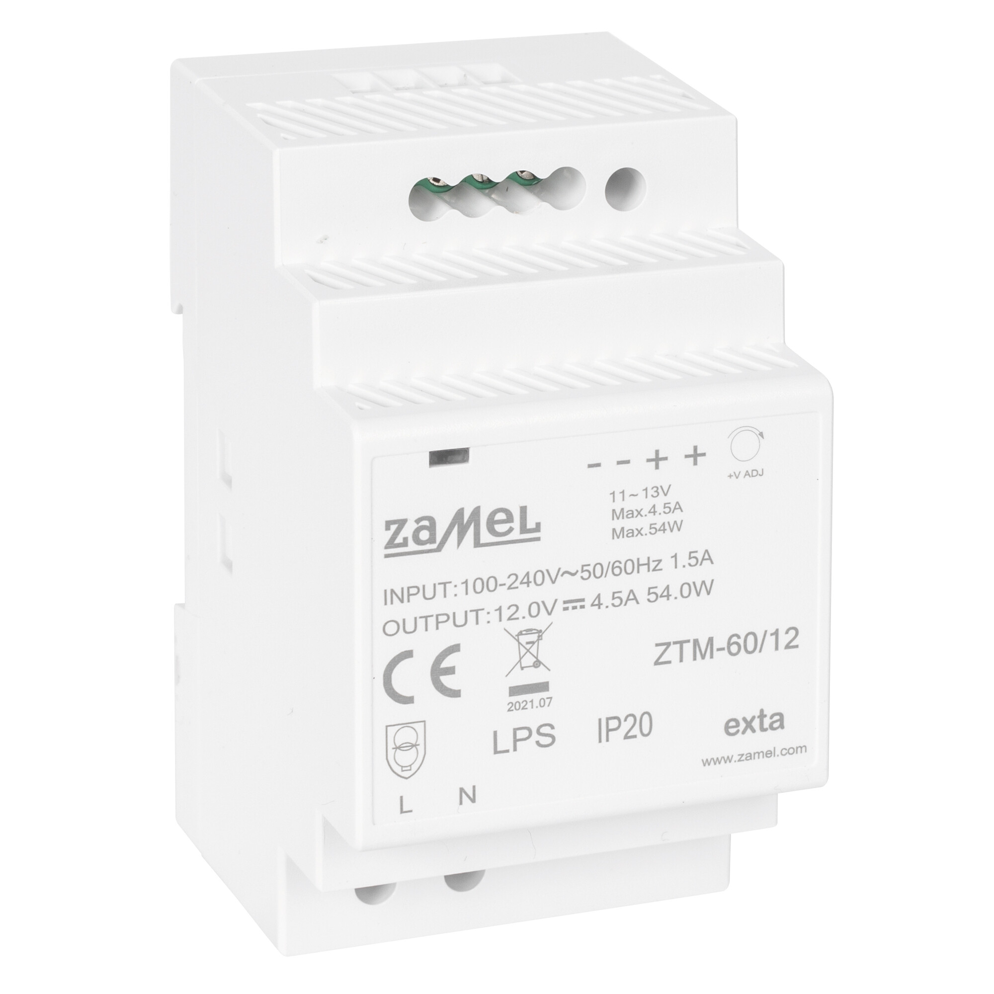 Reiheneinbau-Netzteil, 12V-DC, 60W (4,5A)