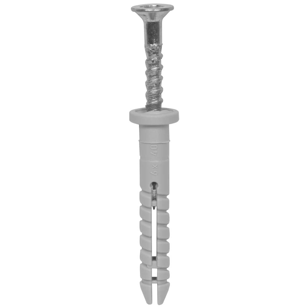 HUP® - Nagel-Dübel, 6 x 40 mm, Nylon-mit Zylinderkopf, 100 Stück