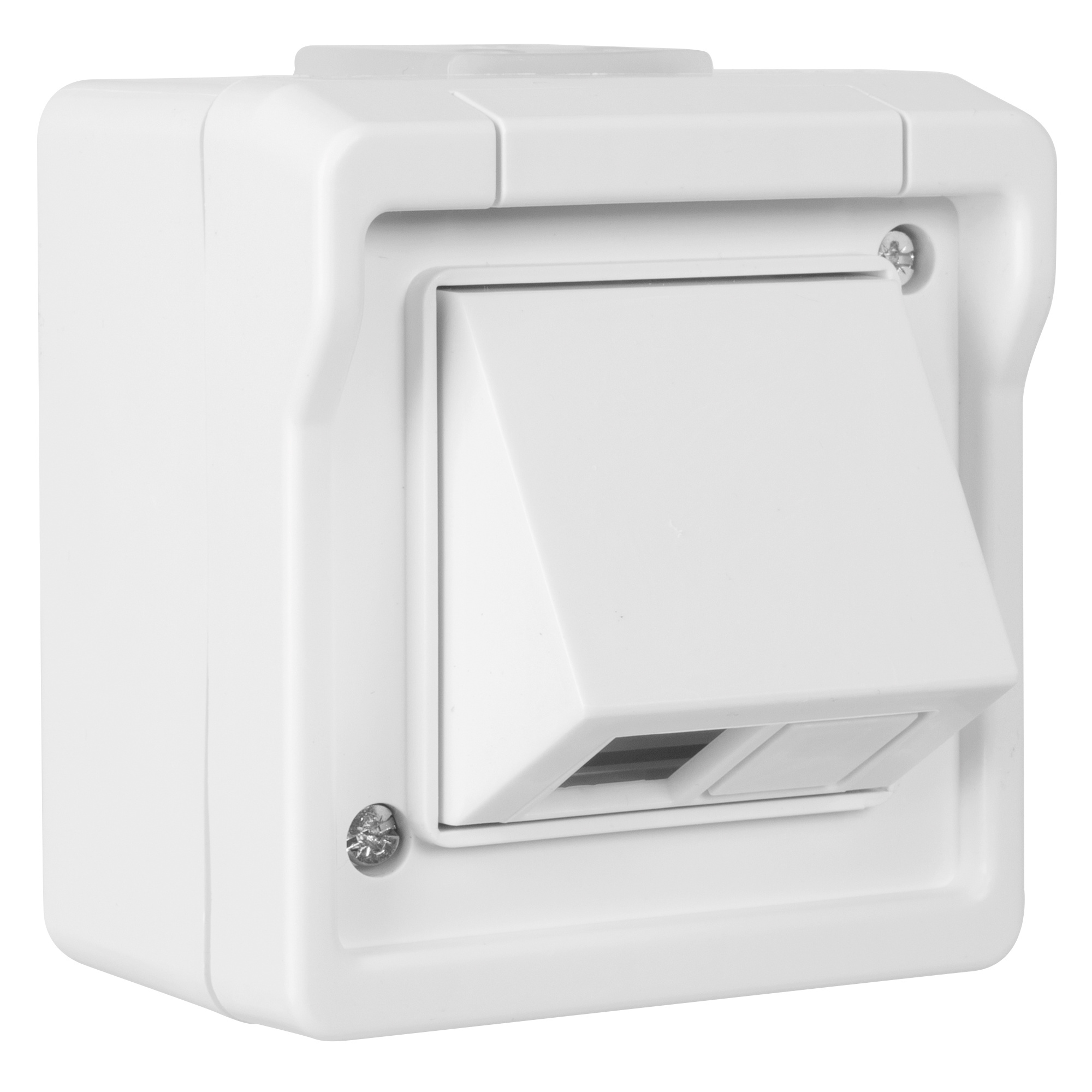 Datendose für 1+2 Universal-Module, ohne Klappdeckel, AP/FR 9365, ultraweiß
