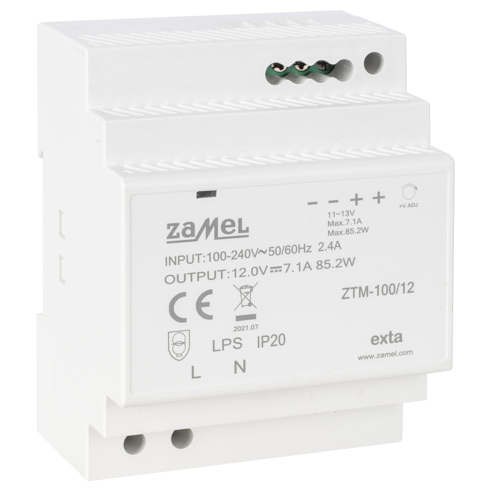Reiheneinbau-Netzteil, 12V-DC, 85,2W (7,1A)