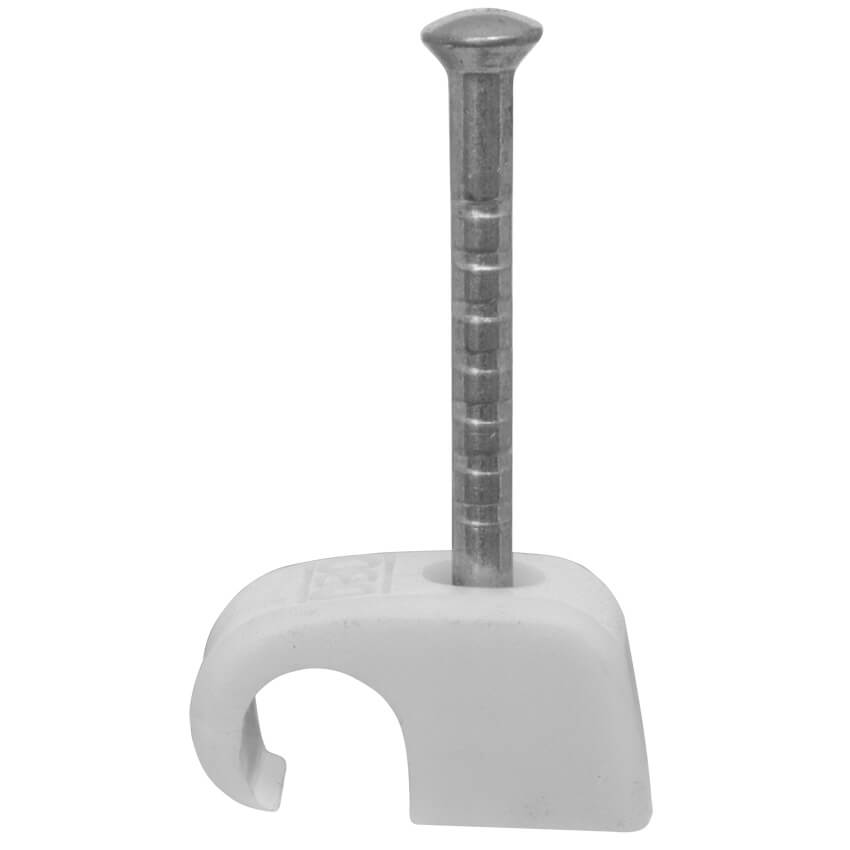 Haftclips mit Stahlnagel,  grau, halogenfrei, Polypropylen (PP) - 4-7mm, 25mm Nagel