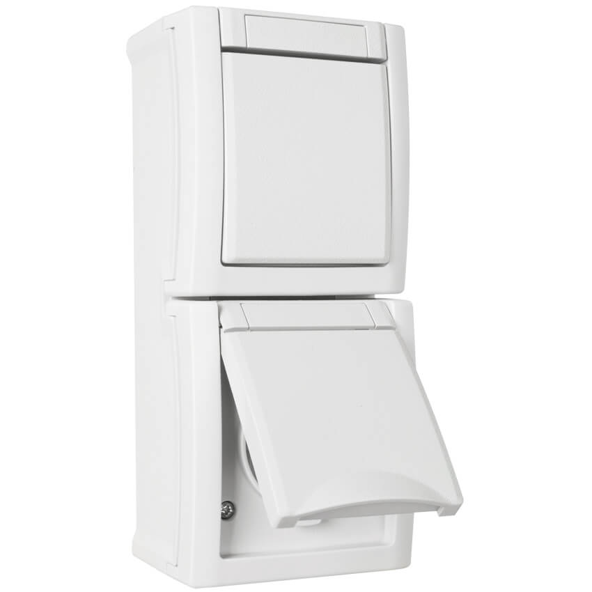 Panasonic® - AP/FR - PACIFIC - weiß -  Wechsel-Schalter/Steckdose, senkrecht