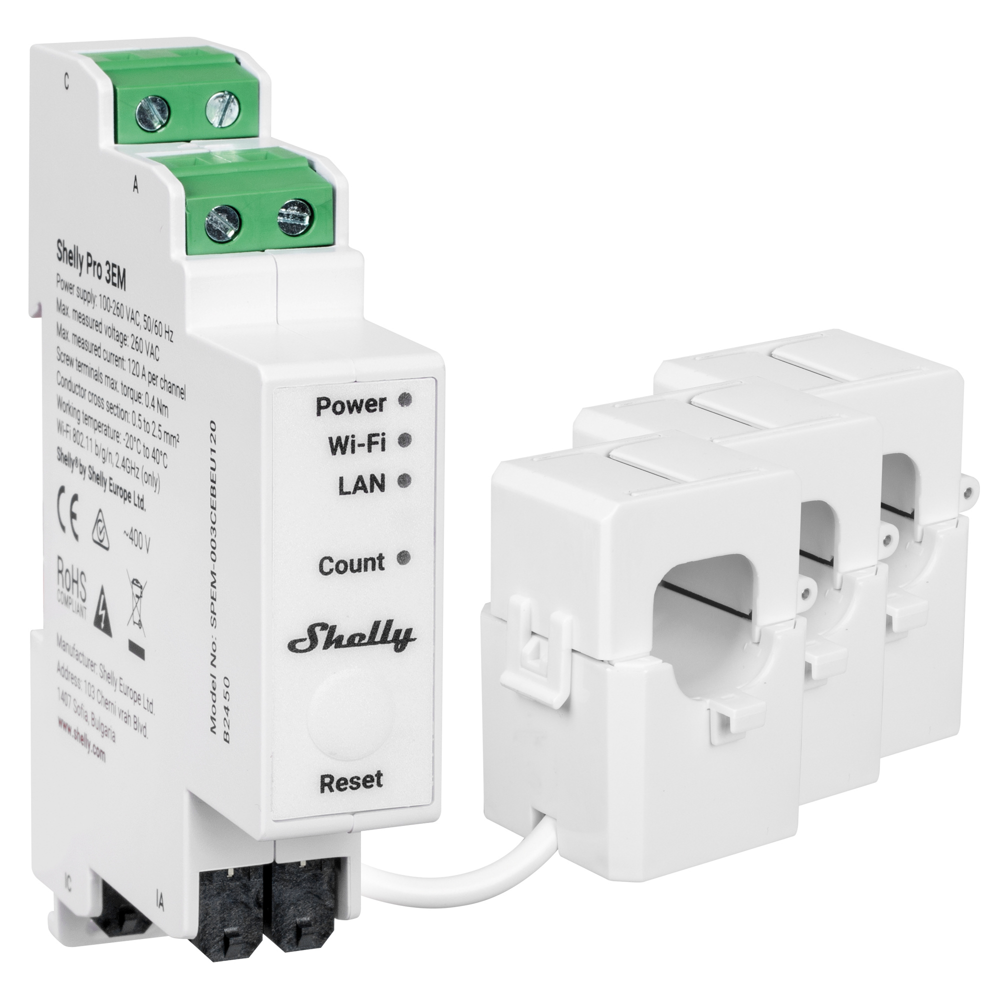 3-Phasen-Energiemessgerät SHELLY PRO 3EM, Smart Meter