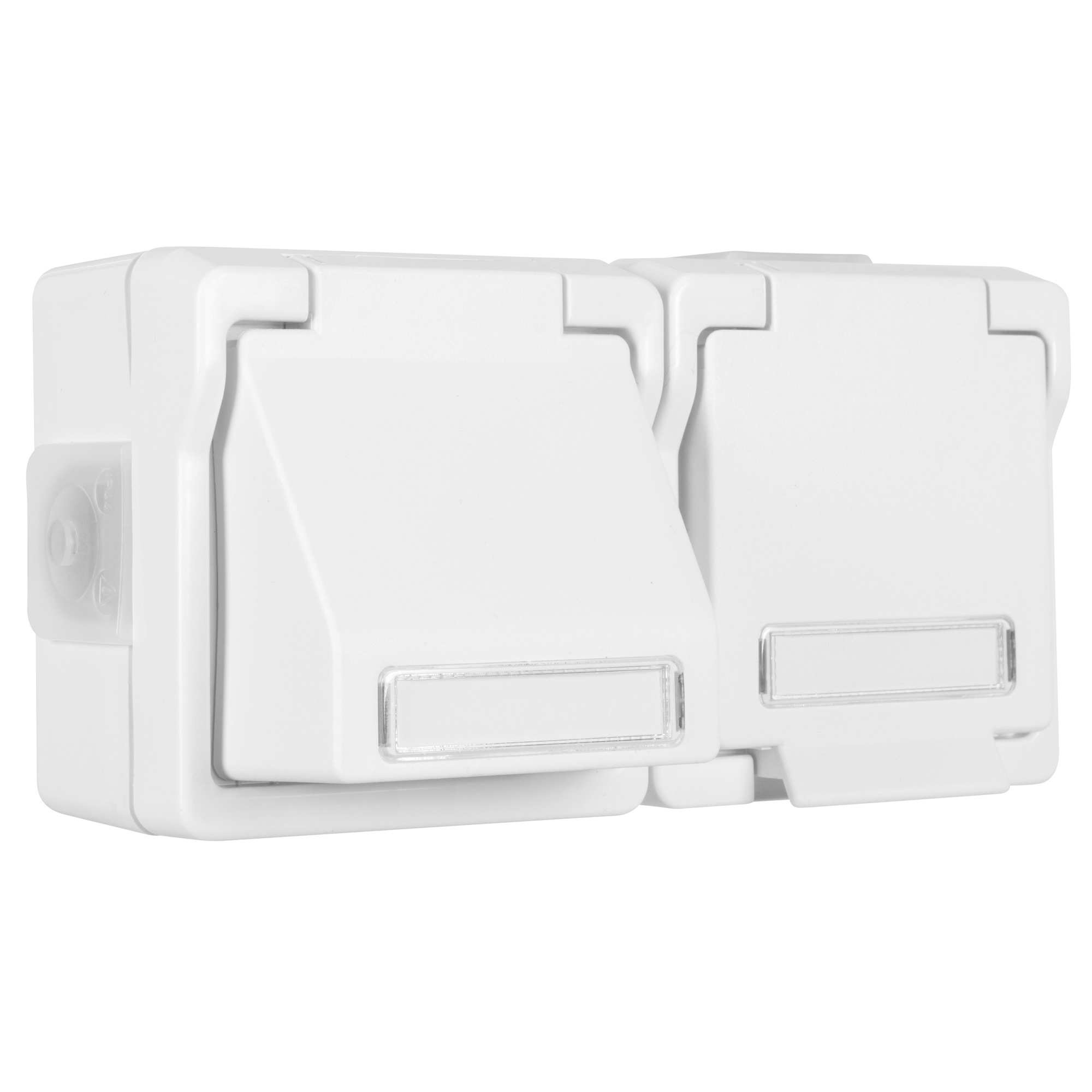 Datendose 1+2 Module + Schutzkontaktsteckdose, inkl. 1 Keystonemodul, AP/FR 9365, ultraweiß