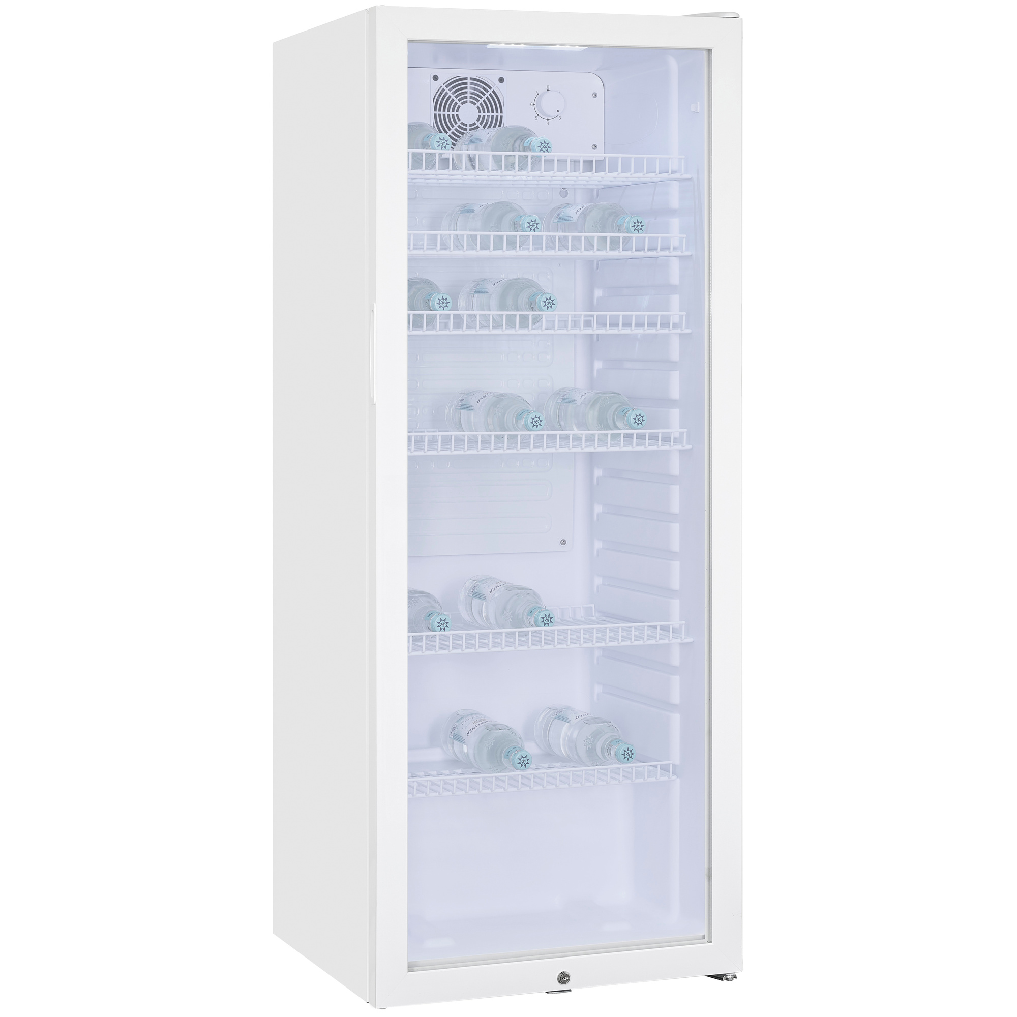 Glastürkühlschrank, 237 Liter, H 1.400, abschließbar, weiß