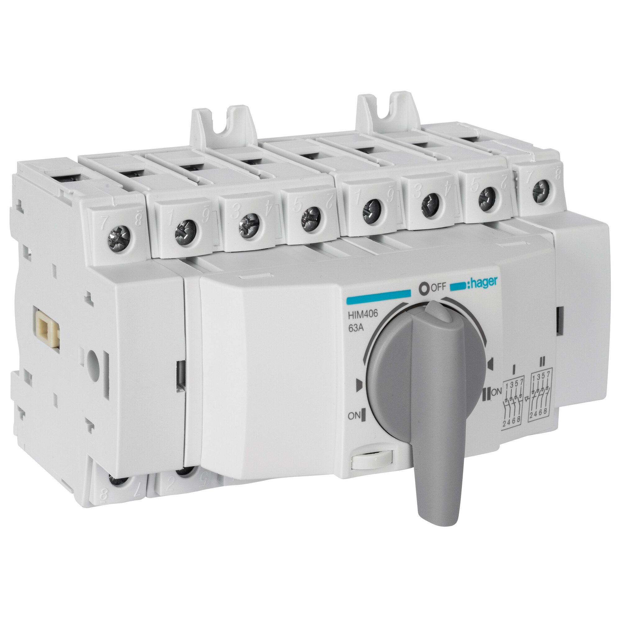 Lastumschalter, 4-polig nach DIN EN 60947-3, 8 TE, 63A 41kW