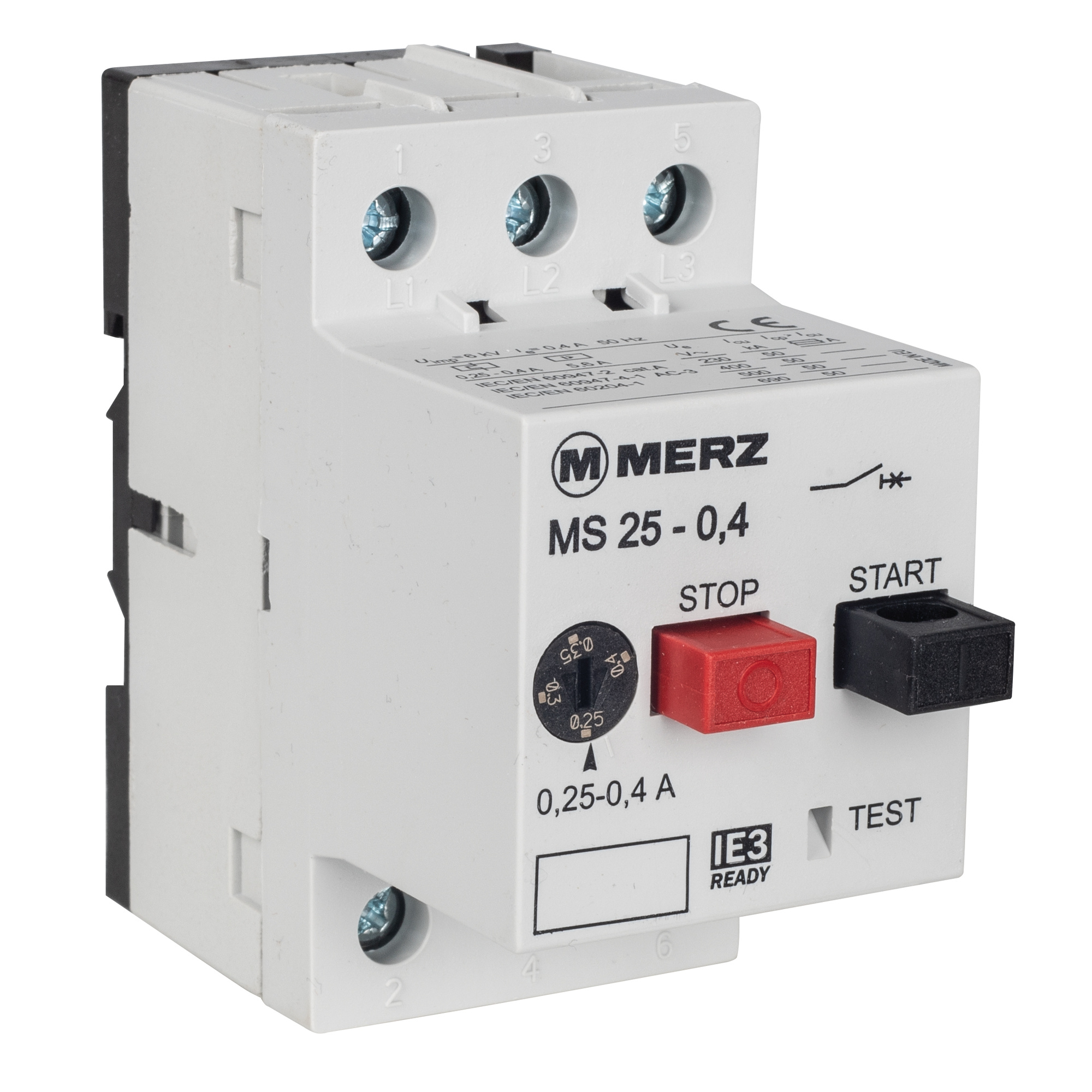 Motorschutzschalter, MS-25, 3-polig, 690V, AC-3, IE3-konform, 0,25-0,4A