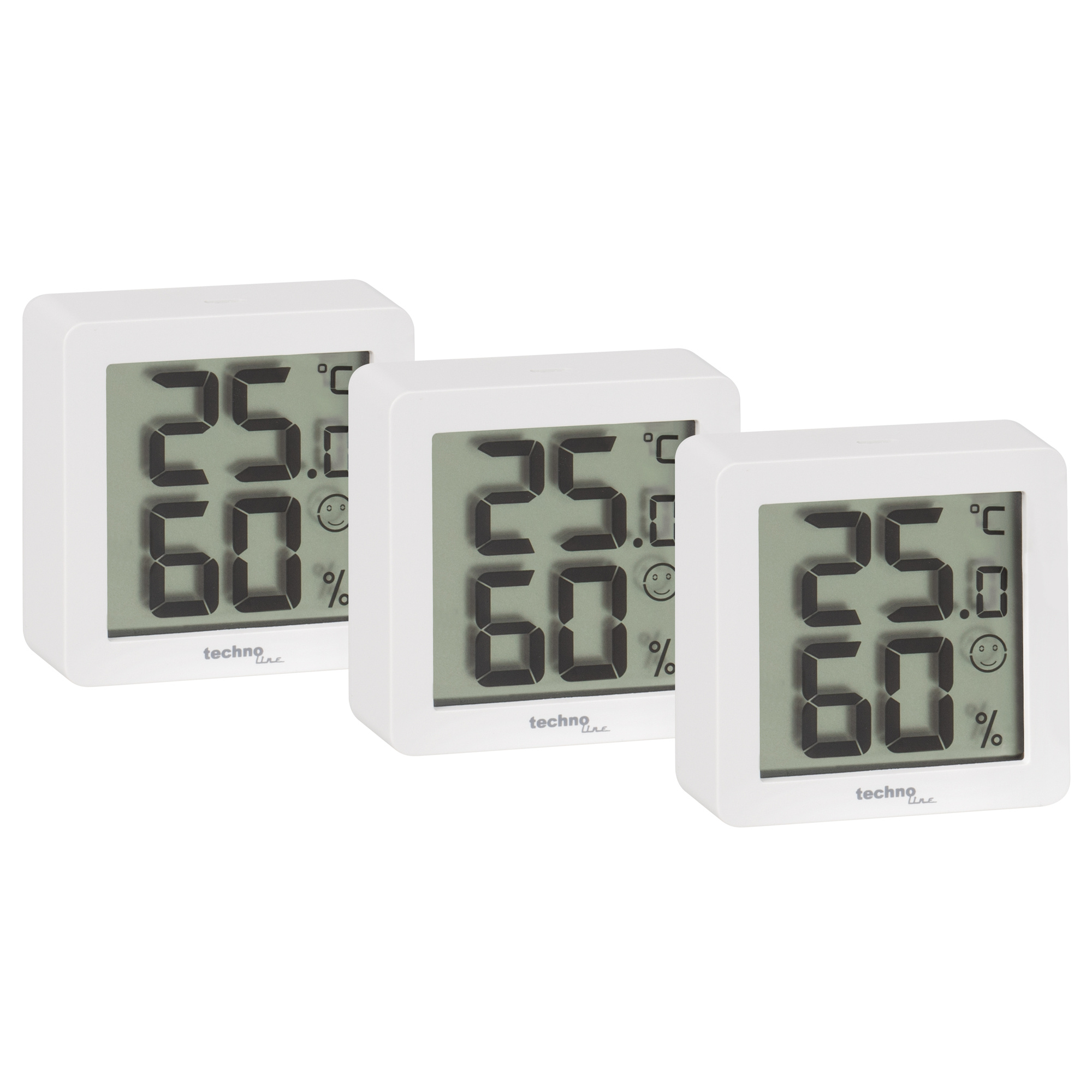 Mini-Thermo-Hygrometer WS 9425, 3er-Pack, weiß