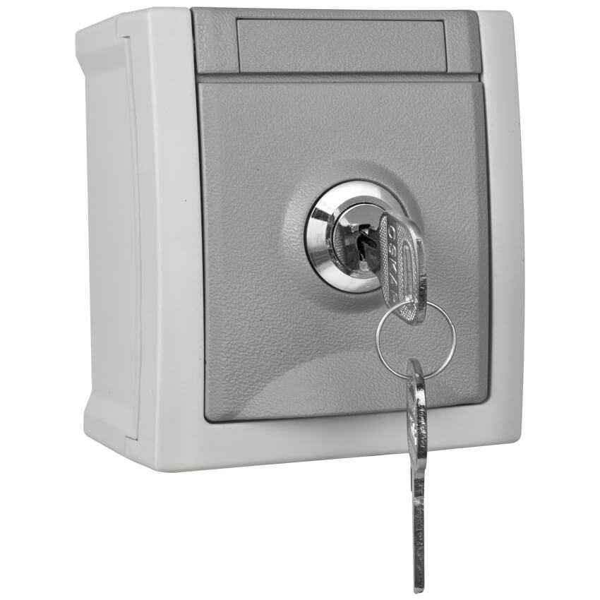 Panasonic® - AP/FR - PACIFIC - grau/dunkelgrau - Steckdose, 1-fach, abschließbar, Schließung 10