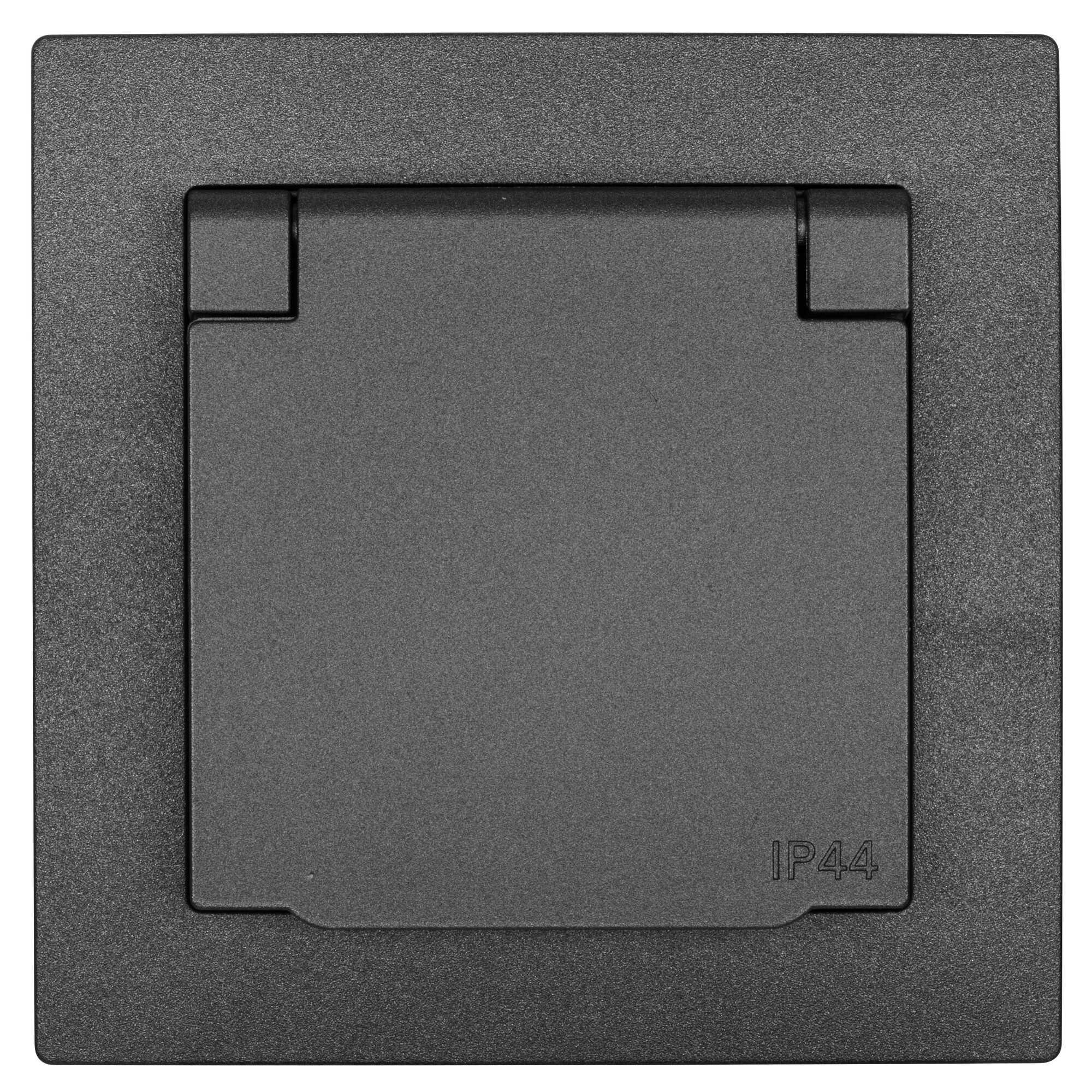 KLEIN - Kombi-Steckdose, mit Zentralplatte 55 x 55 mm, mit Klappdeckel, mit Abdeckrahmen, anthrazit