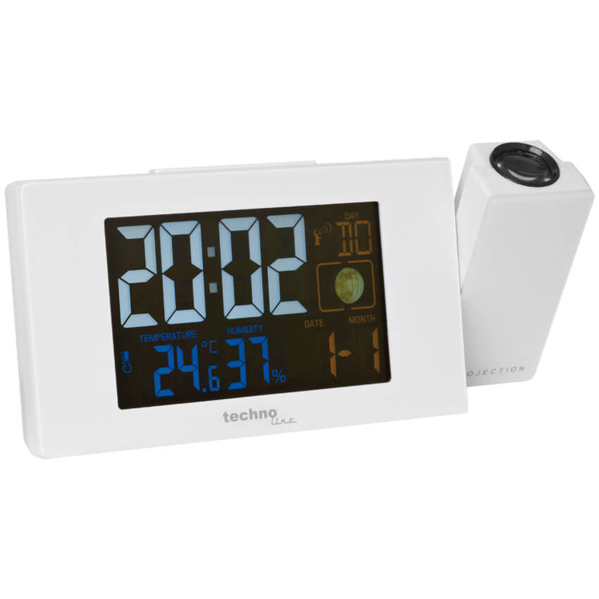 Projektionswecker WT 537, Funkuhrwerk, LCD-Farbe, weiß