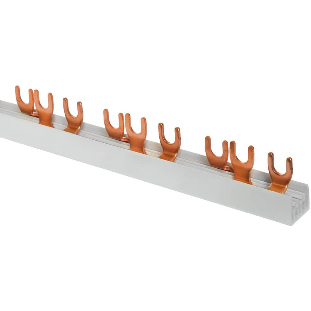 Gabel-Phasenschiene, 10 mm², 3-polig, T-Form, für 12 LS-Schalter