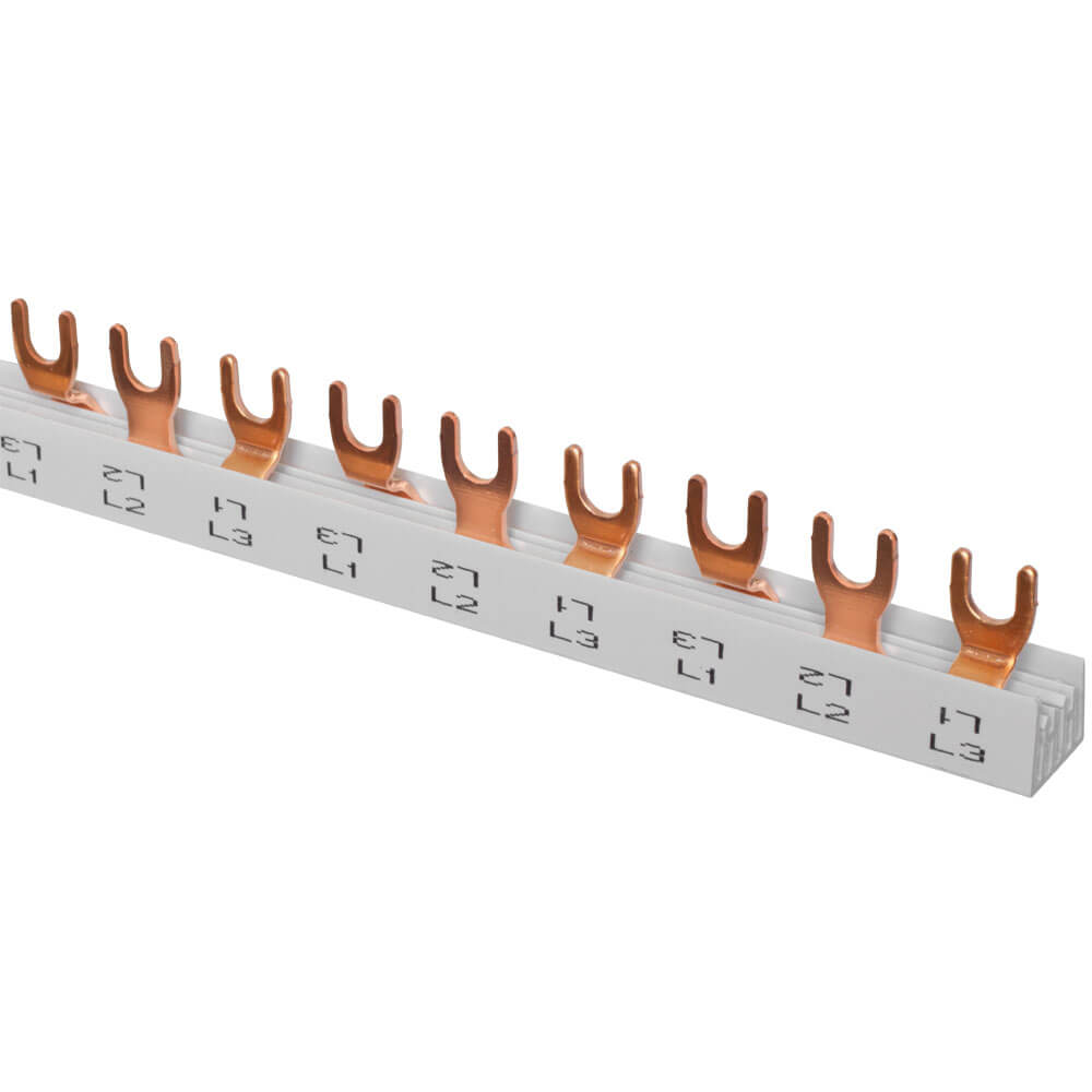 Gabel-Phasenschiene, 10 mm², 3-polig, T-Form, für 57 LS-Schalter