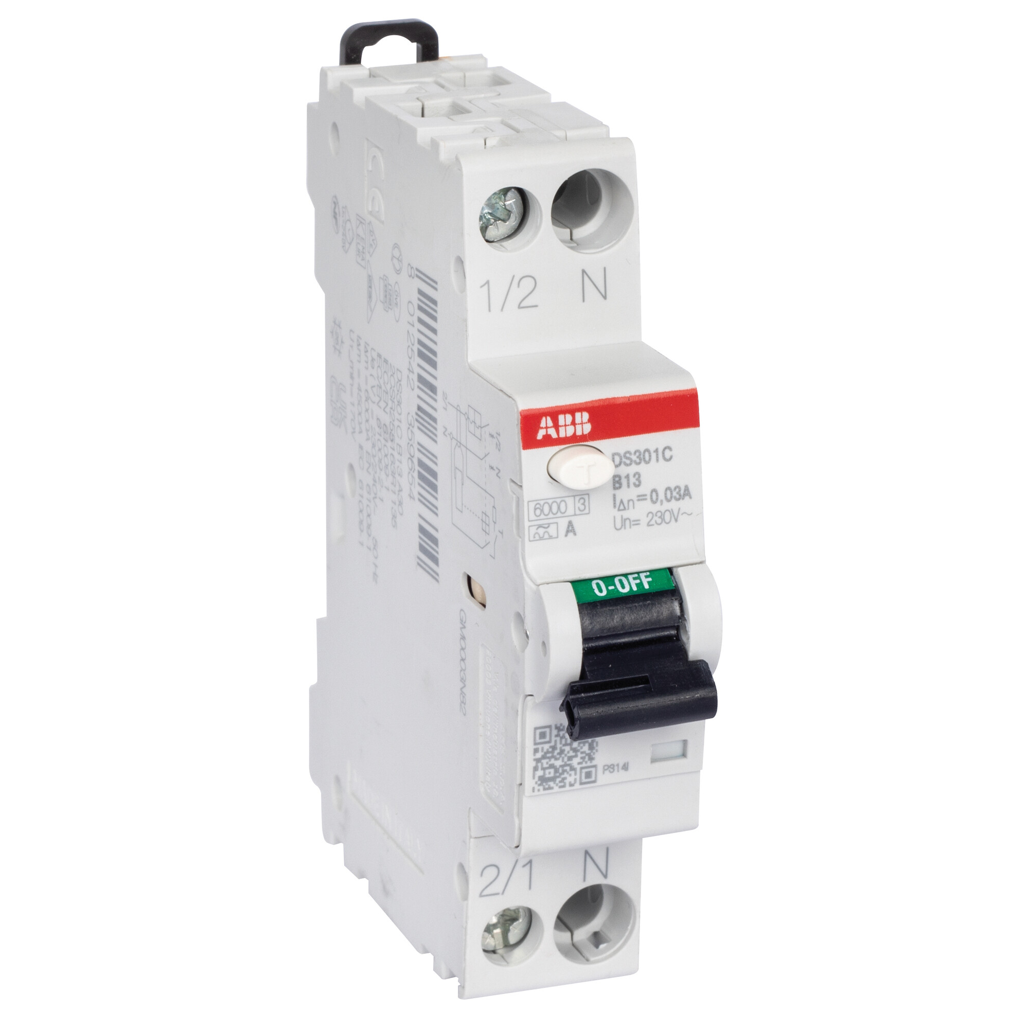 FI/LS-Schutzschalter, DS301C, 2-polig, 1 TE, B13A und 13A/0,03