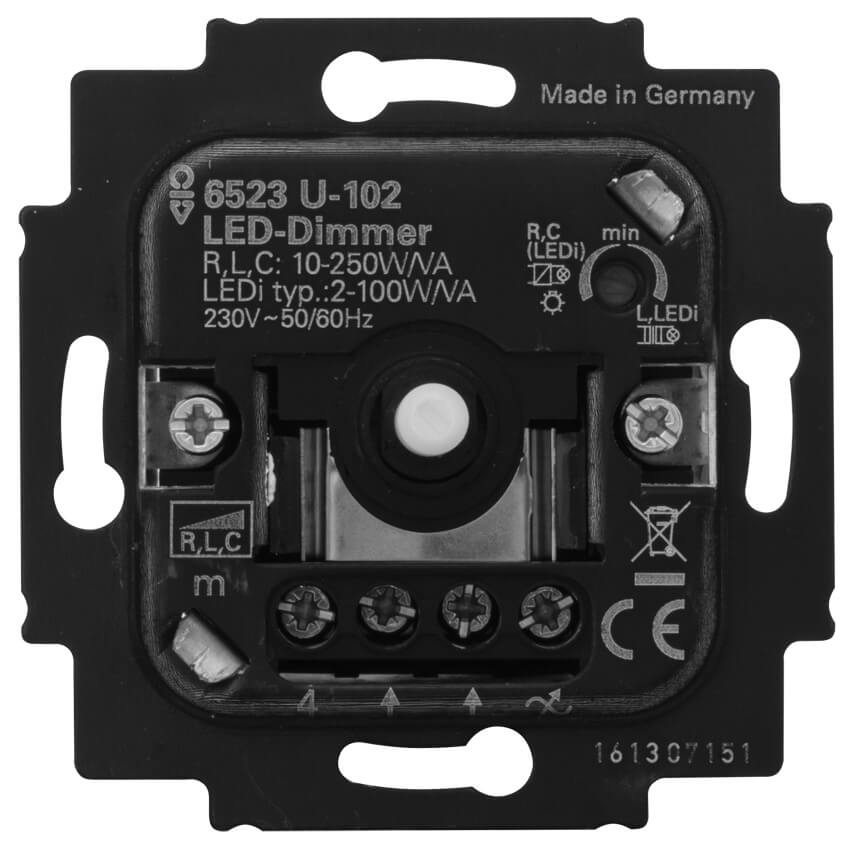BUSCH-JAEGER® - Unterputz Einsatz - Druck-Wechsel- Dimmereinsatz, LED-Dimmer, 2-100W/VA, Phasenansch